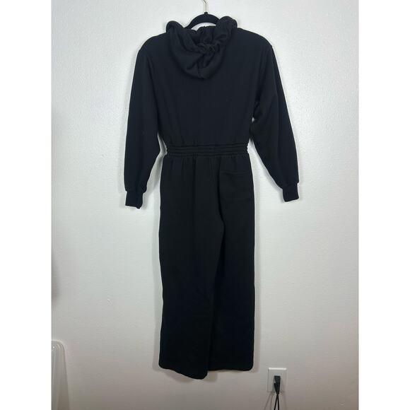 PINK Victoria's Secret Wide Leg Hooded Longsleeve Jumpsuit Black XS Athletic - Picture 8 of 8